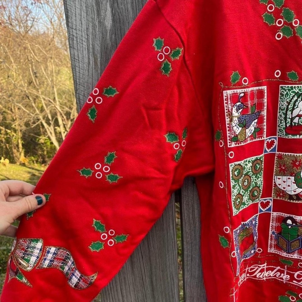 Christmas On Mainstreet Red Twelve Days of Christmas Sweatshirt M Made in USA - Picture 3 of 7